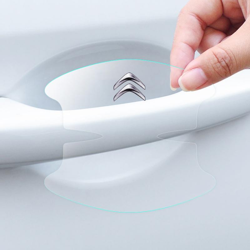 Transparent Car Door Handle Cup Protector Door Bowl Logo Sticker For Citroen C1 C2 C3 C4 C5 C6 C8 C4L DS3 DS4 DS5 DS5LS DS6 DS