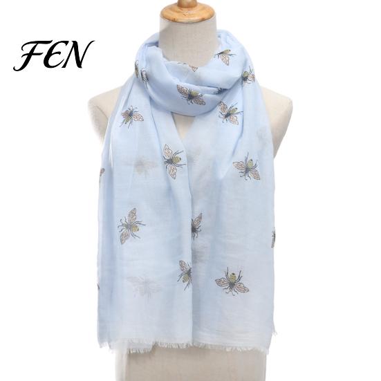 Fashionable Neck Decoration for Women Lightweight Scarf Women, Cute Bee Pattern Scarf, Stylish Accessory Soft Long Thin Shawl Wrap Vacation,