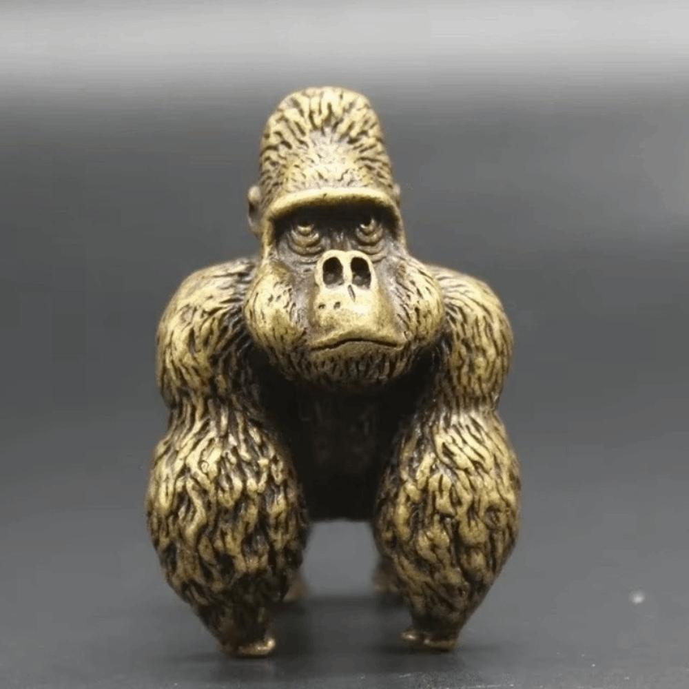 Solid Gorilla Cast Bronze Statue Miniature Size Chimpanzee Model Desktop Decoration