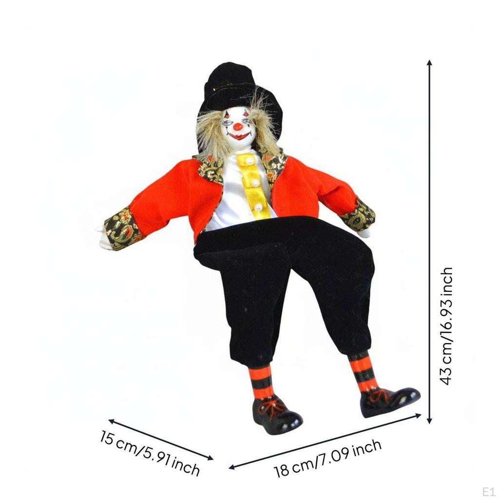 Weiche Beine Clownpuppe Handbemaltes Gesicht Porzellan Sammlerstück für Sammler, Regal