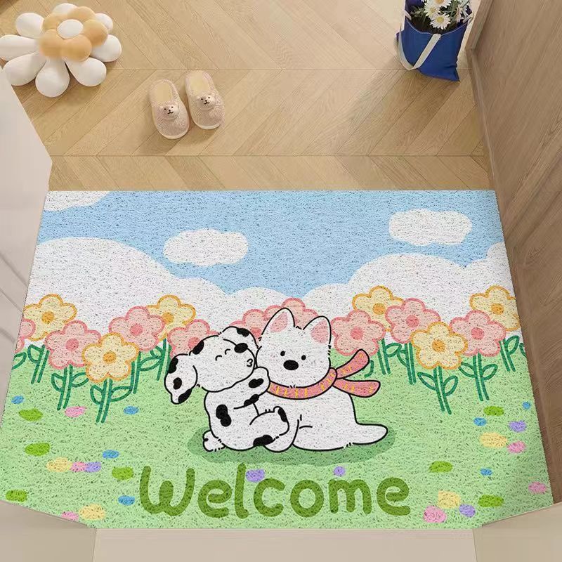 Cute Pet Door Mat Door Scraping Dirt Mat Household Non-slip Wear-resistant Clipped Silk Floor Mat
