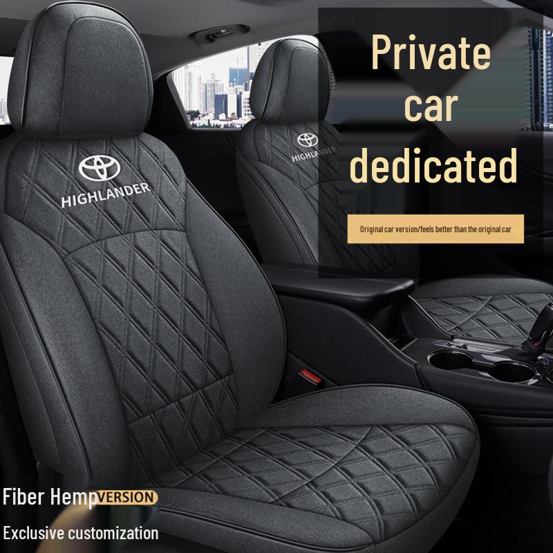 Toyota Highlander All-Season Pure Linen 5-Seat Full Back Wrap Car Cushion with Logo