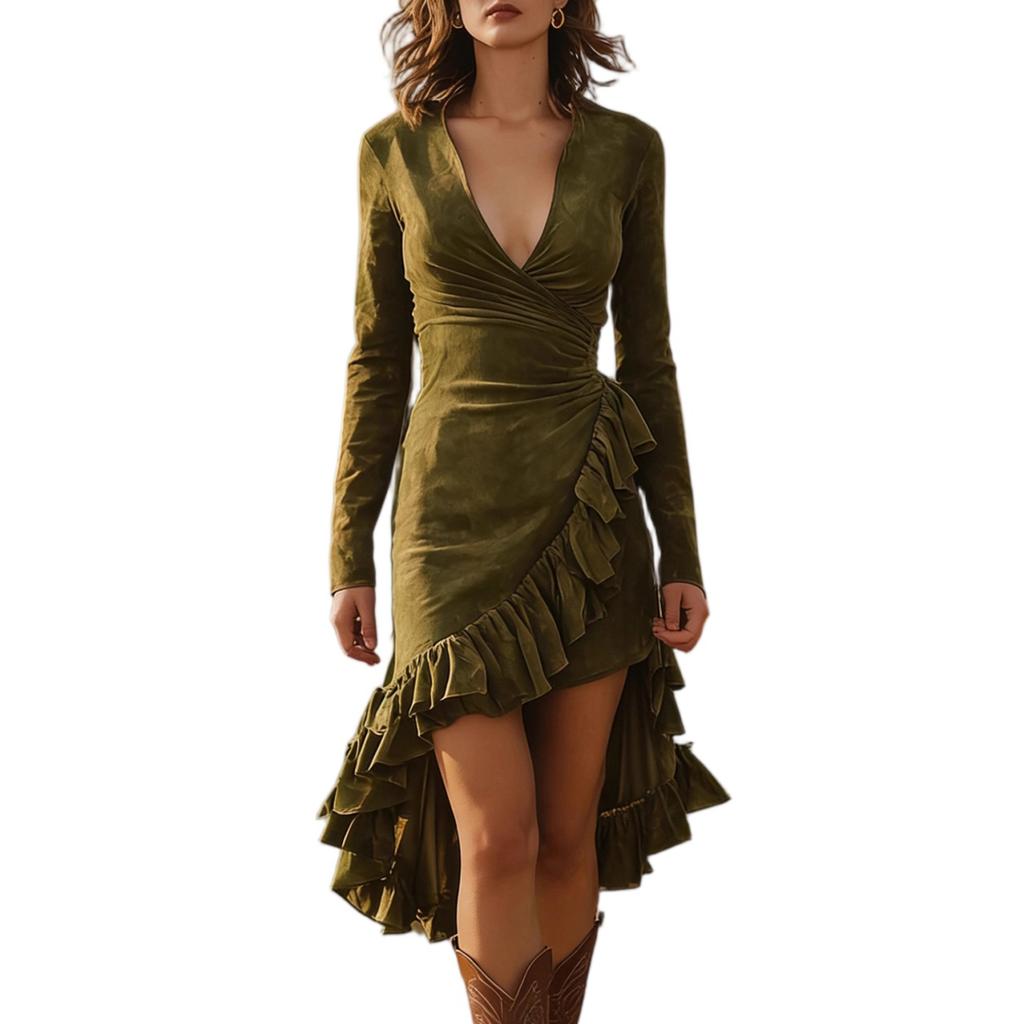 Women's Fashionable And Casual Long,sleeved Dress