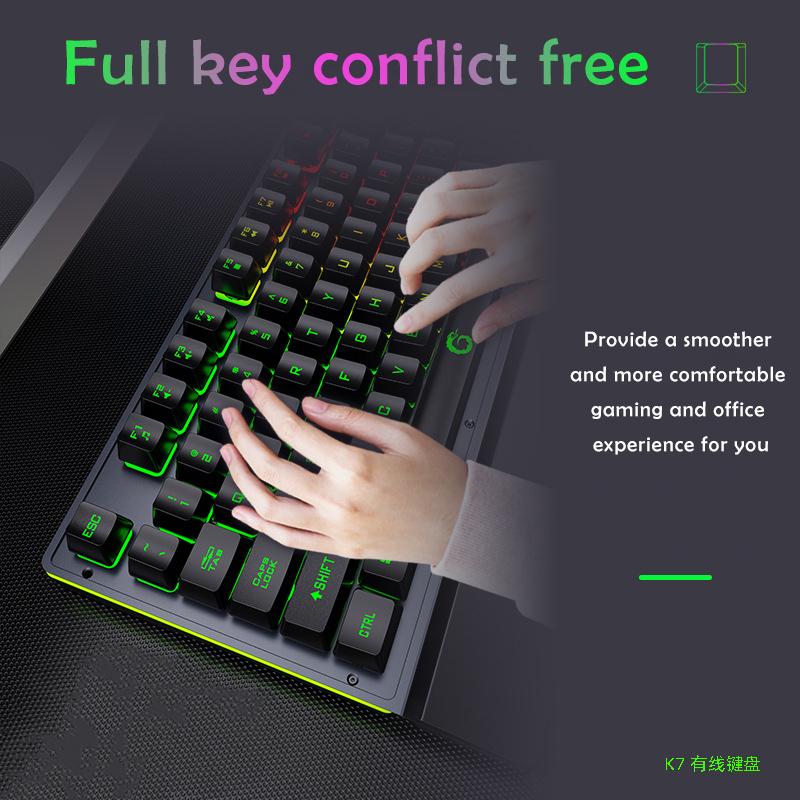 Mechanical Wired Gaming Keyboard and Wrist Rest Rainbow LED Backlit,Ergonomic Full Size Quiet Silent USB Keyboard for Computer