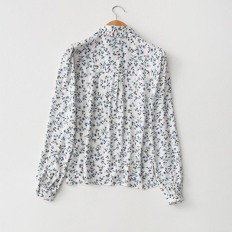 Export Export Simple Anti-Aging Ethnic Style Breathable Plaid Cotton Silk Shirt Long Sleeves Print Artificial Cotton Tops