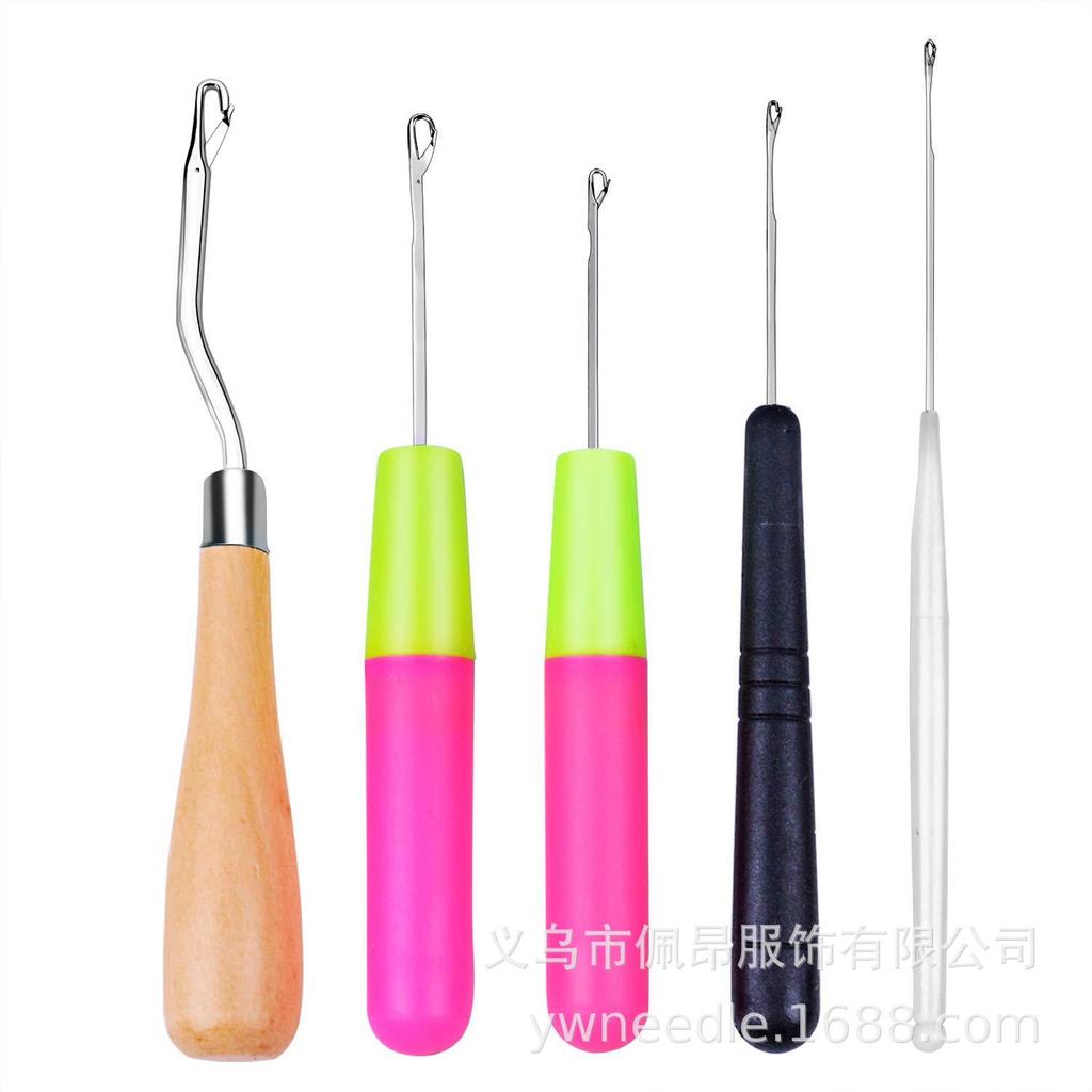 5-Piece Dreadlocks & Wig Crochet Hook Set with Wood and Plastic Handles