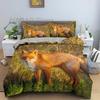Animal Fox Bedding Set King Queen Size 3D Lovely Orange Fennec Fox Duvet Cover For Kids Teens Adults Bedroom Decor Quilt Cover