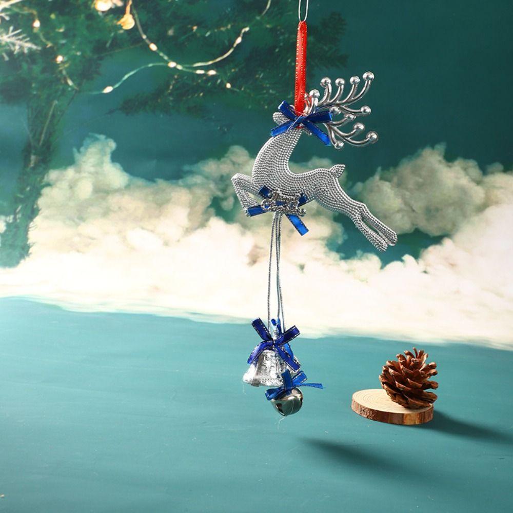 Handgemachter Weihnachts-Elch Schleifen-Glockenanhänger Kunststoff Hirsch Glockenanhänger Fröhliche Weihnachten Dekoration