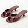 Fashion  Kitten-heel Slipper Women Concise Open-toe Slides Mules Shoes Comfortable Casual  Women Sandals