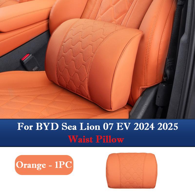 For BYD Sea Lion 07 EV 2024 2025 Leather Neck Pillow Headrest Waist Support Pillow Seat Cushion Car Interior Seat Accessories
