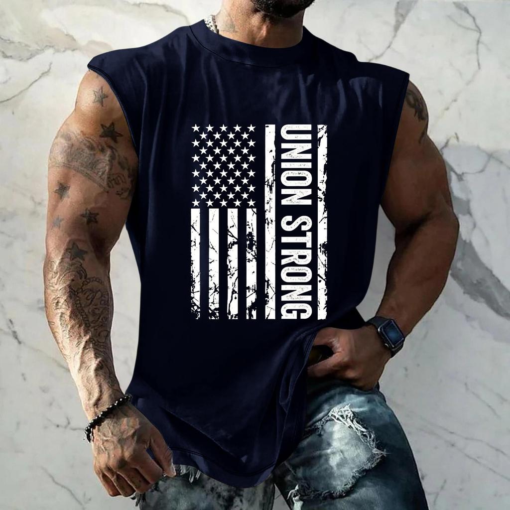Men Sleeveless Tank Top Loose Fit Casual Workout Muscle Shirt Printed Graphic Design Lightweight Summer Athletic Vest