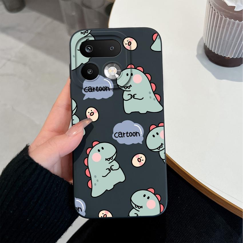For Oppo Realme 16 14 15 Pro Plus C85 OPPO Reno 15 Pro 15F A6X Phone Case Lovely Dinosaur Camera Coverage Lightweight Soft Liquid Silicone Back Covers