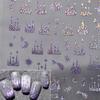 Embossed Nail Stickers Colorful Starry Sky Moon Castle Nail Decoration Decals Diy Self Adhesive Transfer Slider
