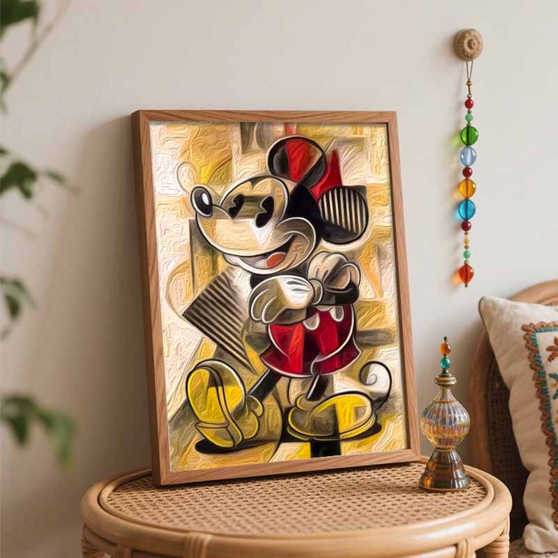 Disney Mickey Mouse abstract oil paint by numbers painting kit handmade diy home decor gifts wall art canvas set living room decor