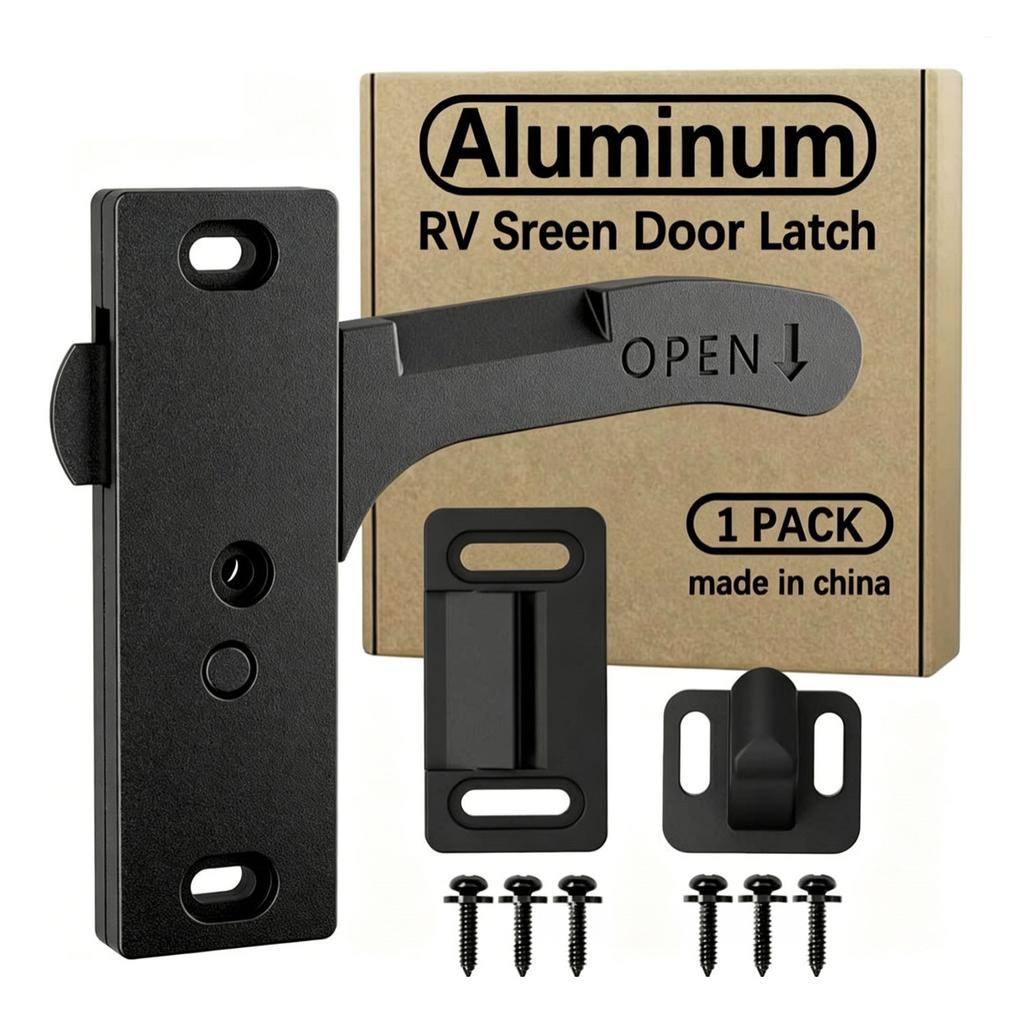 Aluminum RV Screen Door Latch Handle Right-Hand Replacement Kit Suitable for Travel Trailers Campers and RVs | Interior RV Accessories | Alumi