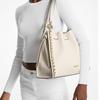 Michael Kors MK Mina Logo Trekkoord Sluiting PU Emmer Tas Dames handtassen Crème-Wit 35H3G4ML3I-2171