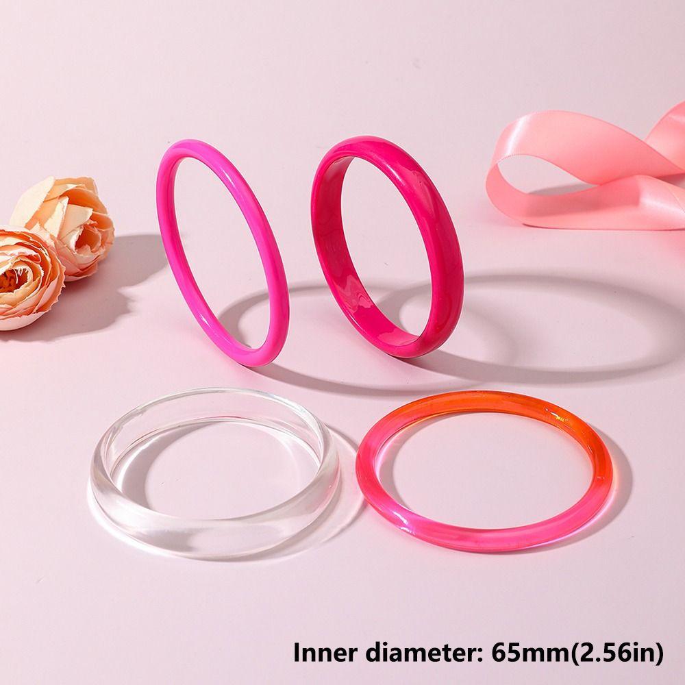 4Pcs/Set Semi Transparent Stackable Bangle Round Punk Bracelet Set Acrylic Cuff  Summer Jewelry