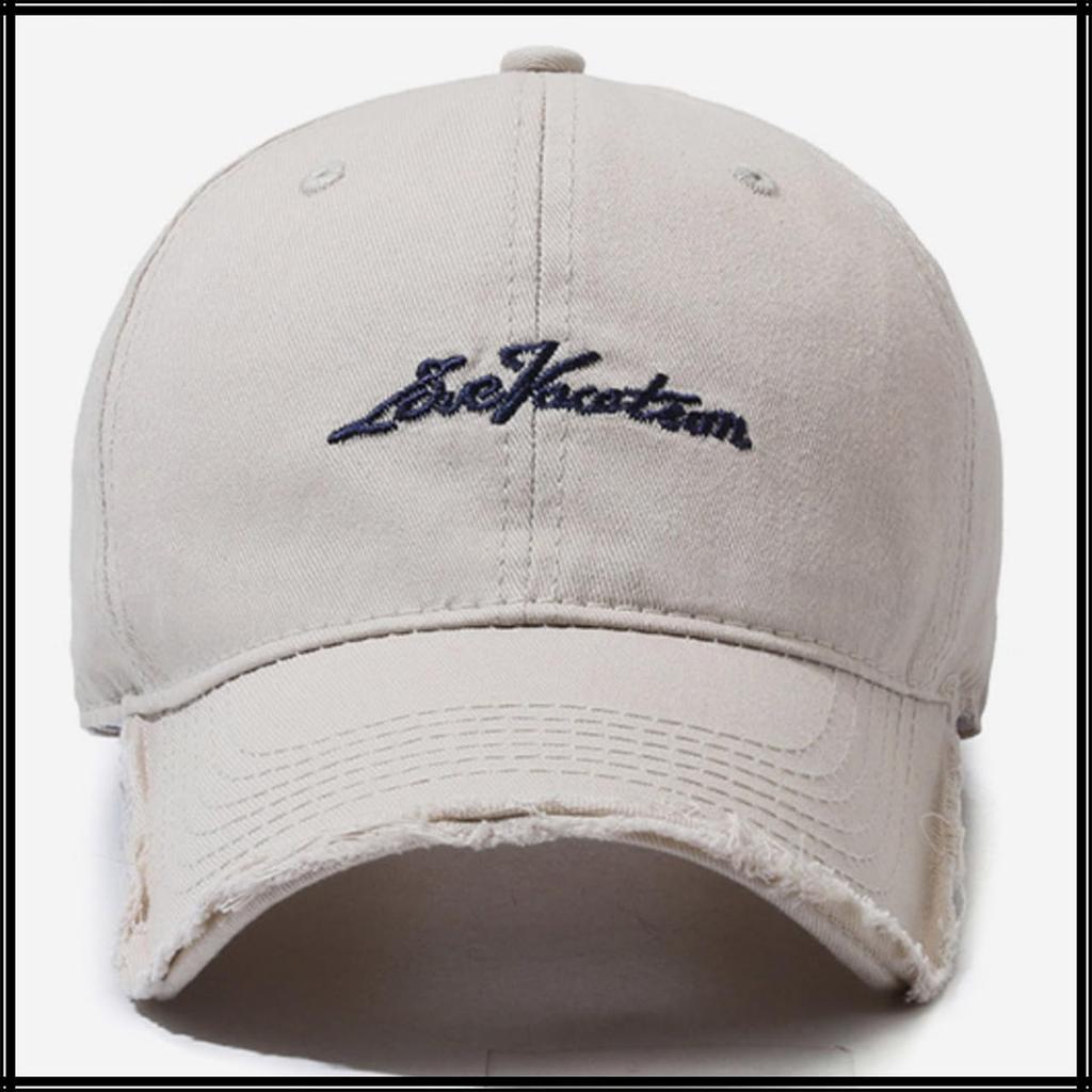 Șapcă cu Logo Brodat Design Retro Simplu Casual Bărbați Femei CZA225 [Colț Alb] (Negru)