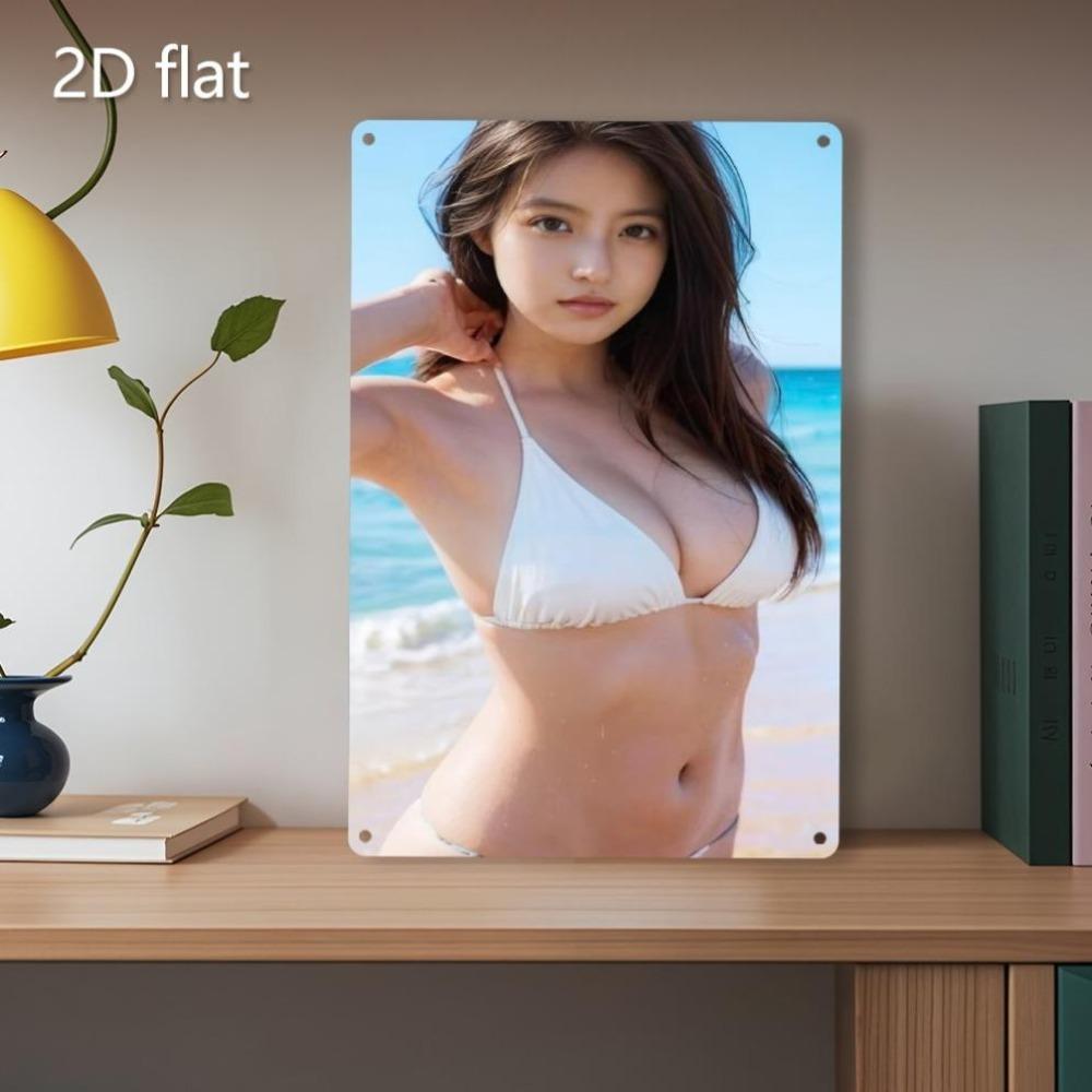 

Ironclad Wall Art Metal Sign Beach Lady Wall Decor 20x30cm Weatherproof Home Office Garden Bar Decoration білий