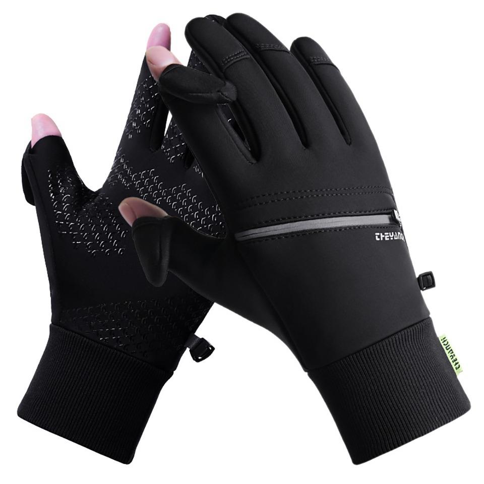 Winter Gloves Flip Fingers Touch Screen Silicone Anti Slip Outdoor Fleece Cycling Gloves Keep Warm M