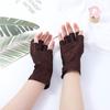 Women Elastic Sweat Absorption Sunscreen Stretch Half Finger gloves Mittens Driving Gloves Anti-UV