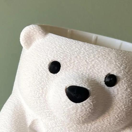 Polar Bear Ice Cream Cup Holder 3D Printed Cute Animal Ices Creams Cooler Container Leak-Proof Ice Pint Holder