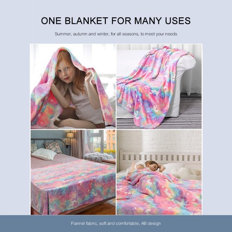 Luminous Blanket Soft Fluffy Glow In the Dark Cute Cozy Glowing All Season Throw Plush Children Air-conditioned Quilt