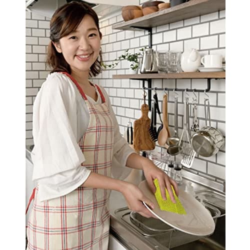 Aska Towel "Dishwashing Revolution" Pink, 31cm X 38cm, Kitchen Sponge, Mesh Cloth, Woven Scrubber, Bottle Cleaner