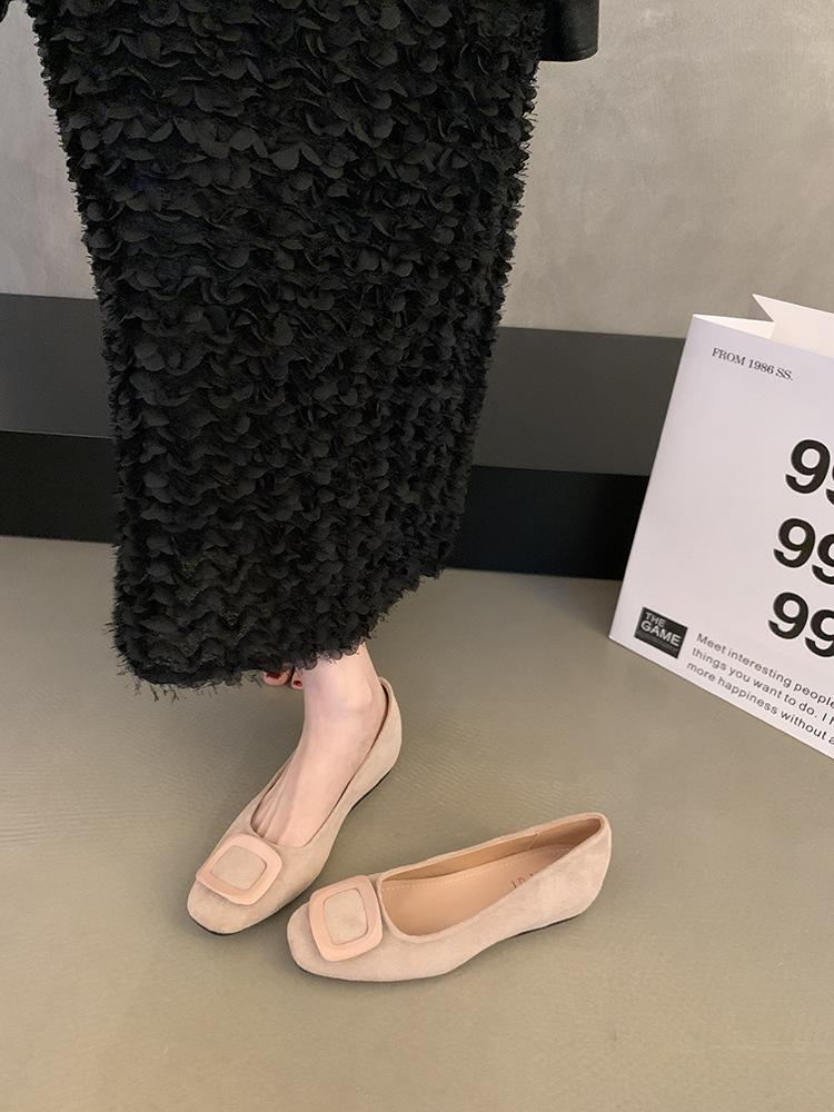 Korean version of fairy suede square buckle thick heel Mary Jane shoes 2025 new gentle with skirt commuter single shoes women