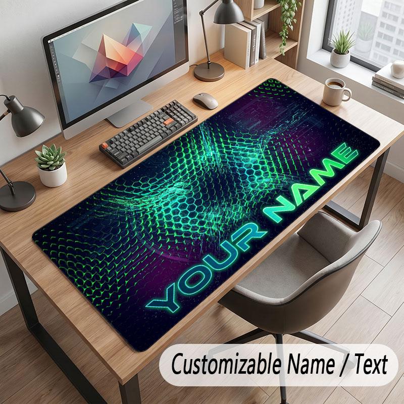 City Cyberpunk Theme Customized Mouse Pad Personalized Print Name Text Desk Mat For Home Office Table Decor