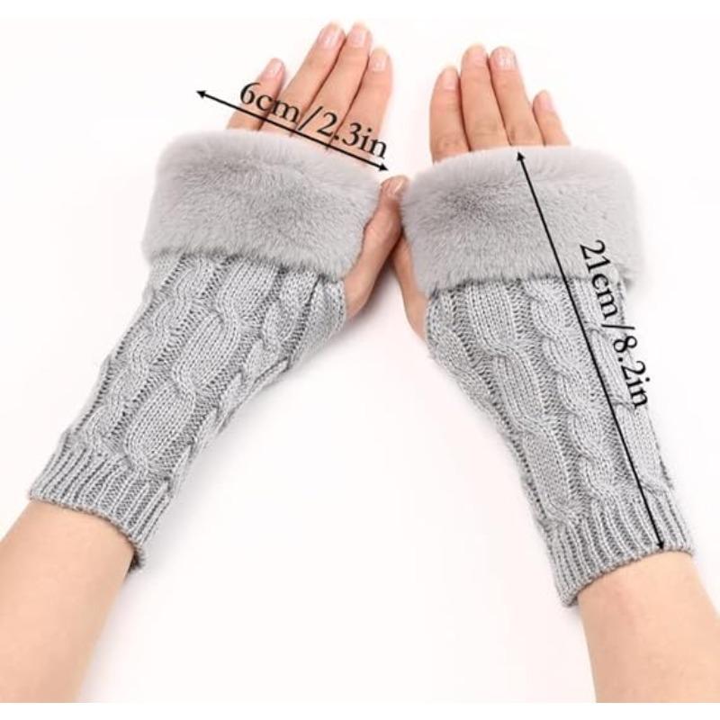 Chauffe-bras sans doigts avec trou pour le pouce, gants tricotés, mitaines, cadeau d'hiver, gants chauds pour femmes