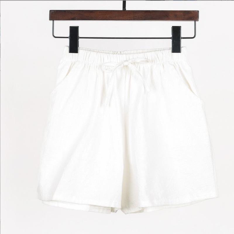 Cotton and linen shorts, summer new loose linen cotton and linen student sports and leisure shorts, women s wide-leg pants S