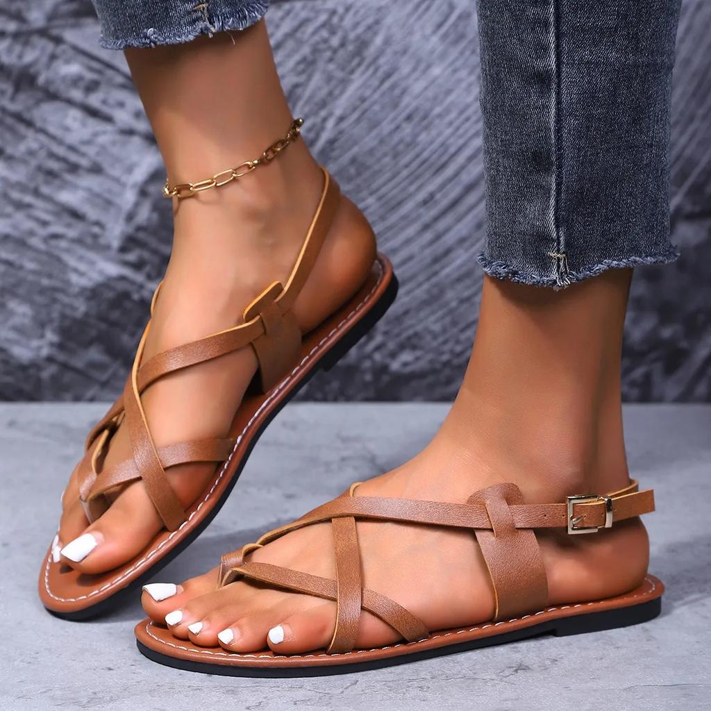 Fashion Women Casual Flat Sandals 2025 New Fashion Outdoor Lightweight Sandals Clip On Comfortable Daily Shoes Women Sandalias De Mujer