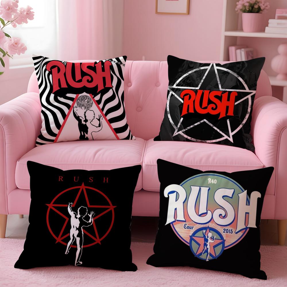 ROCK BAND R-RUSH Pillow Case Plush Fabric Soft Double-Sided Printed Sofa Home Decor Fine Winter  Gift Cushion Cover