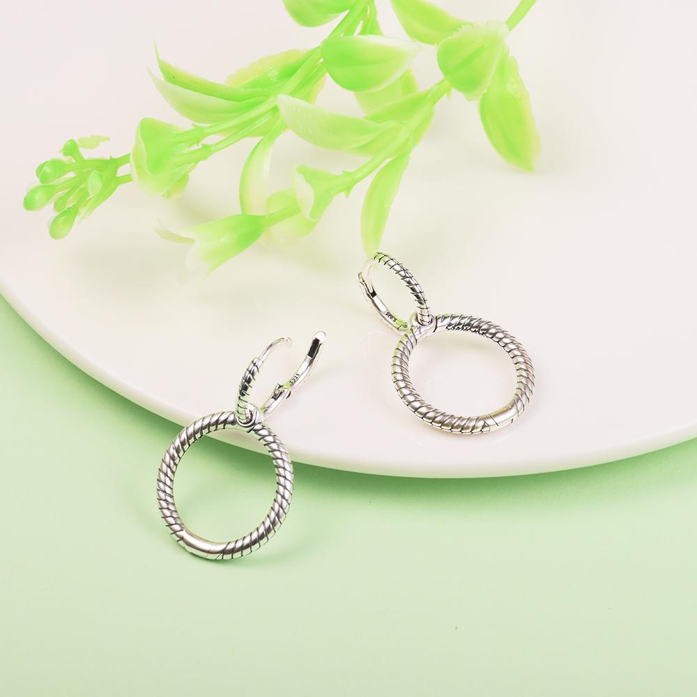 New Moments Charm Cercei cu cerc dublu Bijuterii din argint 925 Cercei nunta pentru femei ureche