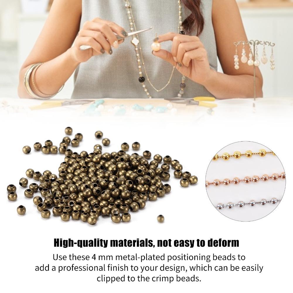 200pcs Smooth Round Seed Beads 4mm Size Spacer Beads Jewelry Tools Partition Beads  Necklace Making