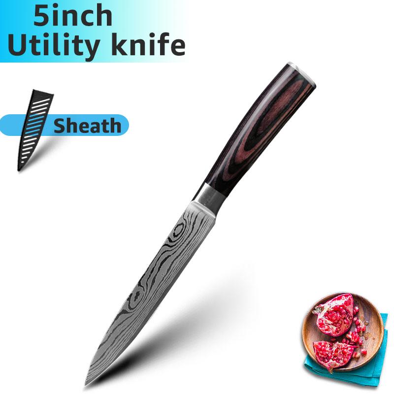 Kitchen Knives 7CR17 High Carbon Stainless Steel Damascus Drawing Gyuto Cleaver Set Slicer Santoku Knife Chef Knife