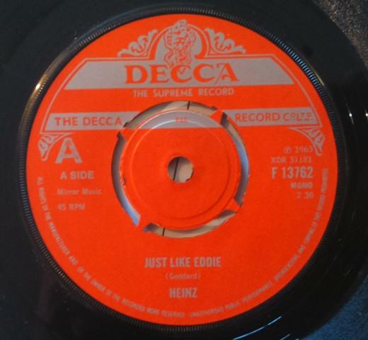 

7inch Record HEINZ - Just Like Eddie F13762 Decca 1978 UK Rock Used