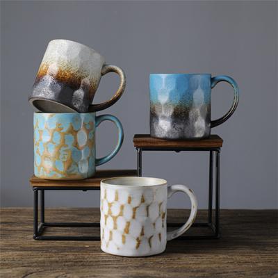 Japanische Kaffeetasse Nachmittagstee Paartasse Retro-Stil Keramik Frühstückstasse Handgemachte Grobkeramik Kaffeetasse