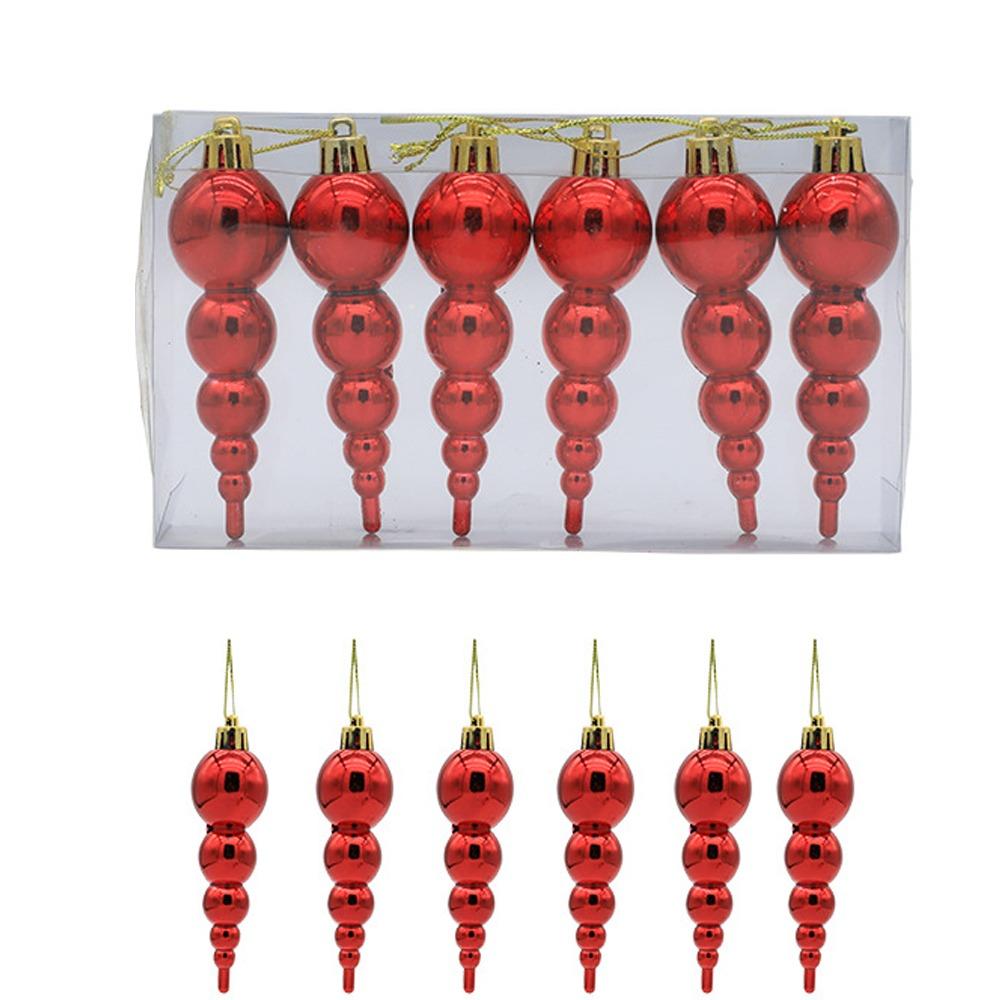 6pcs Painted Christmas Gourd String Pendant Reusable Xmas Tree Ornaments  Wedding Party