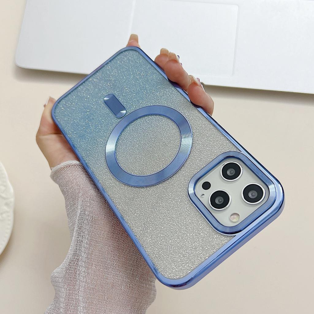 Applicable To Iphone17promax Mobile Phone Case, Apple 16pro Electroplating Magnetic Mobile Phone Case 15 Gradual Change Glitter