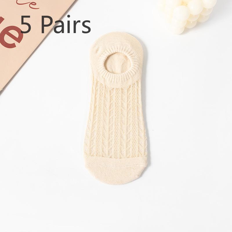5 Par Letnich Cienkich Skarpetek Stopki Damskich, Nie Zsuwających się z Pięty, Silikonowe Antypoślizgowe Niewidoczne Krótkie Skarpetki, Skarpetki do Klimatyzacji, Skarpetki Siateczkowe