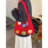 Lazy Feeling Knitted Flower Tote Bag, Atmosphere-Bringing Knitted Shoulder Bag for Vacation, Beach Bag Style