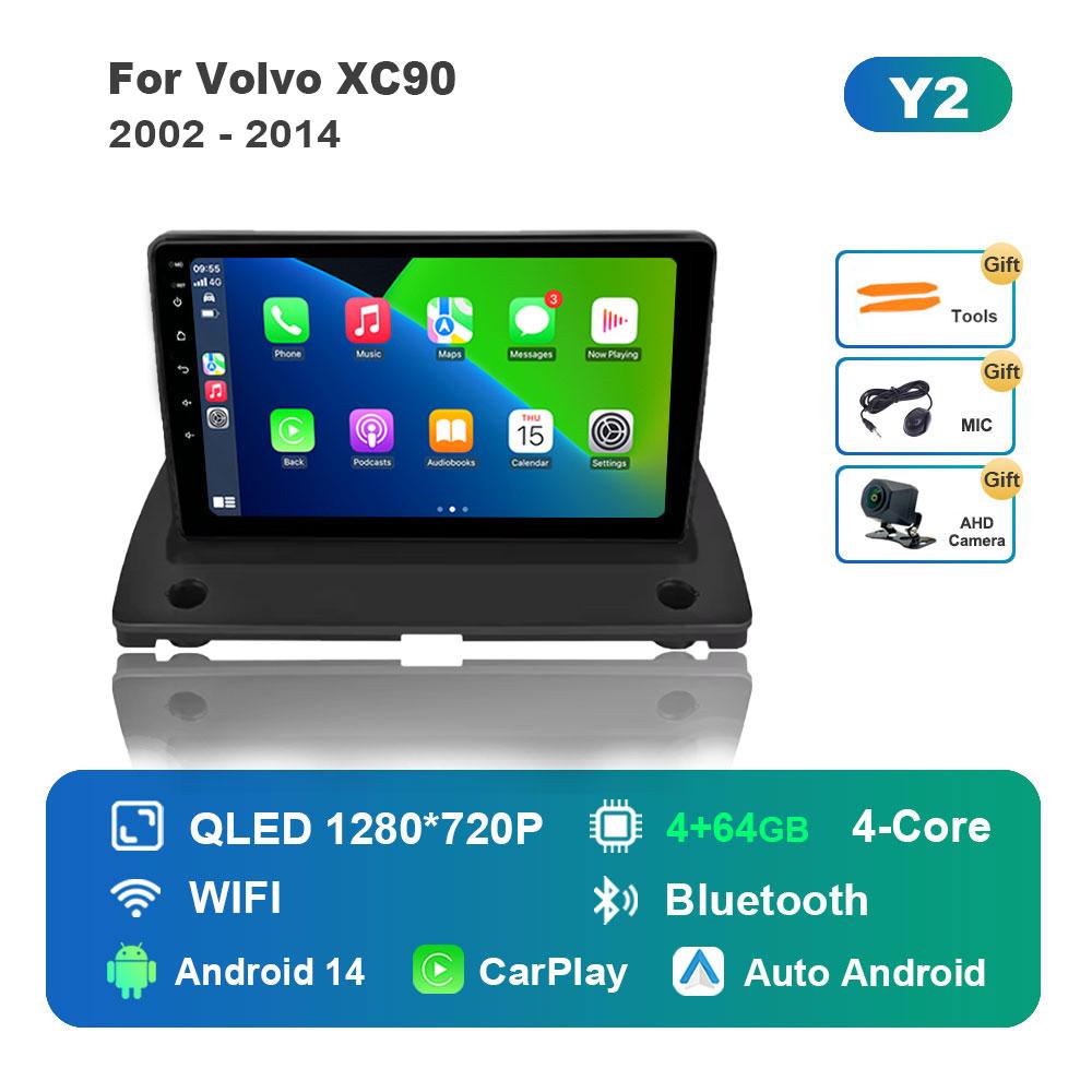 Bluetooth WiFi GPS Navigation Android 14 System for Volvo XC90 2002 - 2014 IPS Touch Screen Car Radio Multimedia player 4G