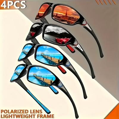 4 szt. Modne okulary przeciwsłoneczne z polaryzacją dla mężczyzn i kobiet, odpowiednie na lato, do jazdy na rowerze, sportów, rekreacji, na zewnątrz, do wędkowania