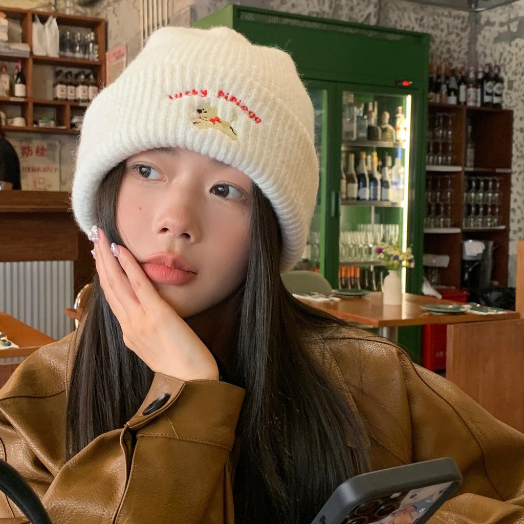 The Embroidered Bear Knitted Hat Is Versatile Cute and Warm The Woolen Hat Shows Off Your Face The Cool Little Hat Is A New Autumn and Winter Style