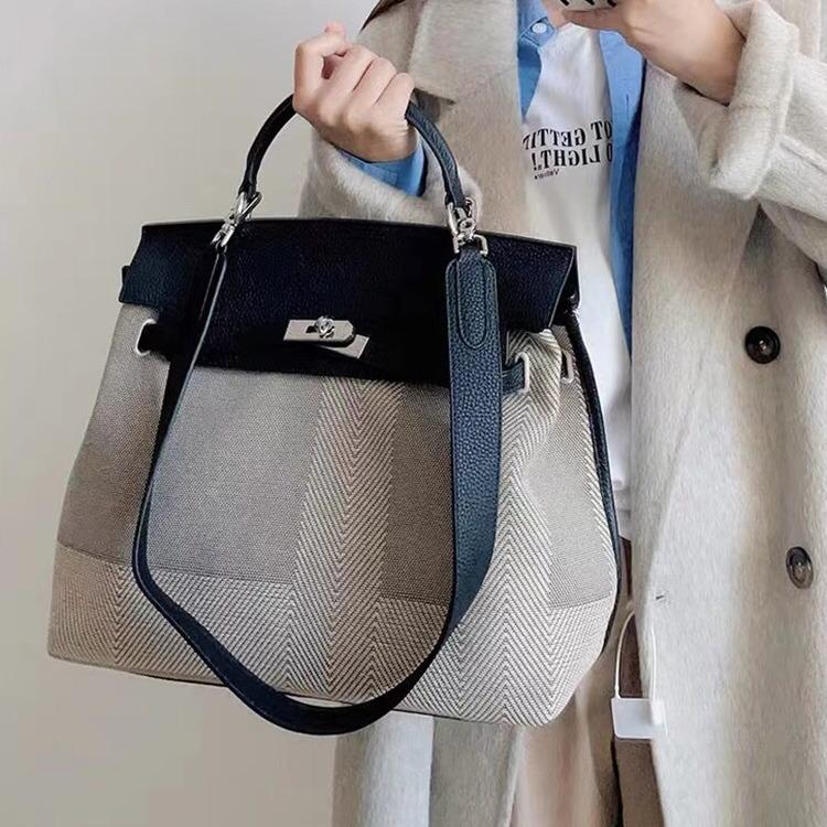 High-grade Canvas Platinum Bag - Women's 2025 Summer Retro, Large Capacity Shoulder Messenger with Wide Strap