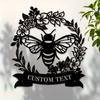 Personalized Metal Bee Wall Art Modern Rustic Home Decor Family Name Sign Custom Housewarming Gift