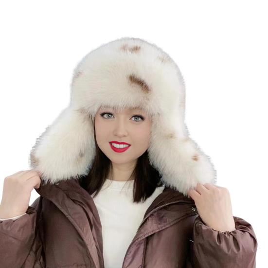 Women Winter Hat Gloves Thickened Fuzzy Faux Fur Ear Protection Windoroof Heat Retention Outdoor Skiing Skating Snowboarding Lei Feng Hat