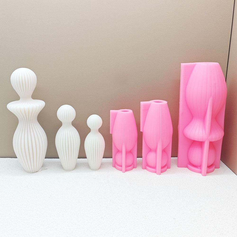 DIY abstrakte vasenförmige Kerze Silikonform nordischer Stil geometrisches Streifenmuster zylindrische römische Säule Kerzenformen Weihnachtsgeschenk